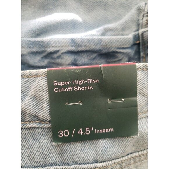 WILD FABLE Women's Plus Jean Shorts Size 30 Med Wash Super High Rise Cut-Off NWT - Picture 7 of 10